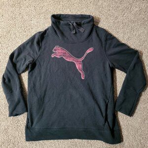 Puma Sweater Women XL Extra Large Black Pullover Cowl Neck Athleisure Sweatshirt